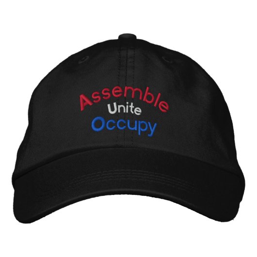 Assemble Unite Occupy geborduurd Pet (Voorkant)