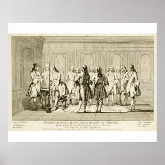 Assemblee van vrije Masons om een leerling te init Poster (Voorkant)