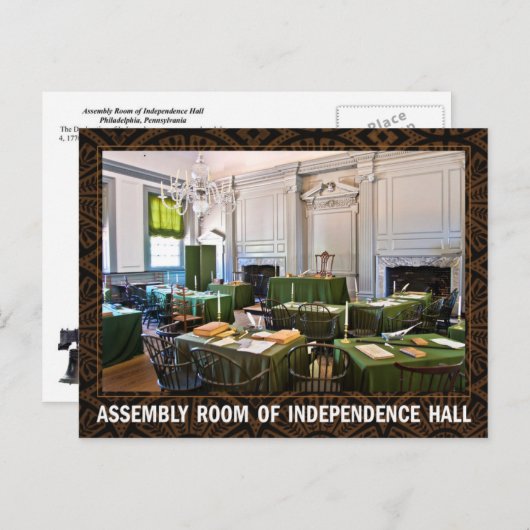 Assemblee Zaal van de Onafhankelijkheidszaal Briefkaart (Voorkant / Achterkant)