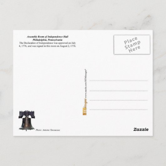 Assemblee Zaal van de Onafhankelijkheidszaal Briefkaart (Achterkant)