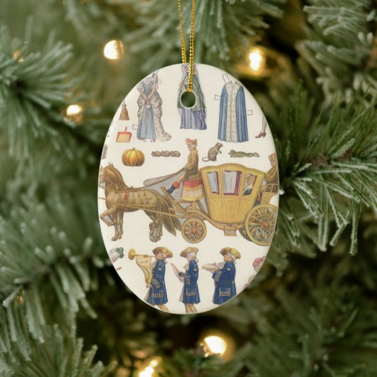 Assepoester, antieke Victoriaanse papieren poppens Keramisch Ornament (Boom)