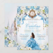 Assepoester Baby Blauw Luxe Prinses Quinceanera Kaart (Voorkant / Achterkant)