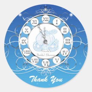 Assepoester bijna middernacht blauw zilver feestar ronde sticker
