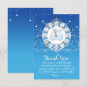 Assepoester Bijna Middernacht Zilver & Blauw Bedan Bedankkaart (Voorkant / Achterkant)