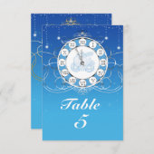 Assepoester bijna middernacht zilver blauw tafel kaart (Voorkant / Achterkant)