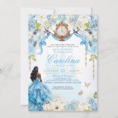 Assepoester Blauw Elegant Koninklijke Prinses Quin Kaart (Voorkant)