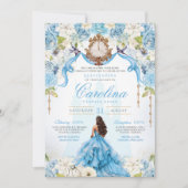 Assepoester Blauw Goud Luxe Prinses Quinceanera Kaart (Voorkant)