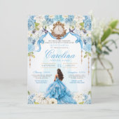 Assepoester Blauw Goud Luxe Prinses Quinceanera Kaart (Staand voorkant)