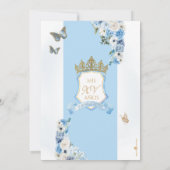 Assepoester Blauw Goud Prinses Kasteel Quinceanera Kaart (Achterkant)
