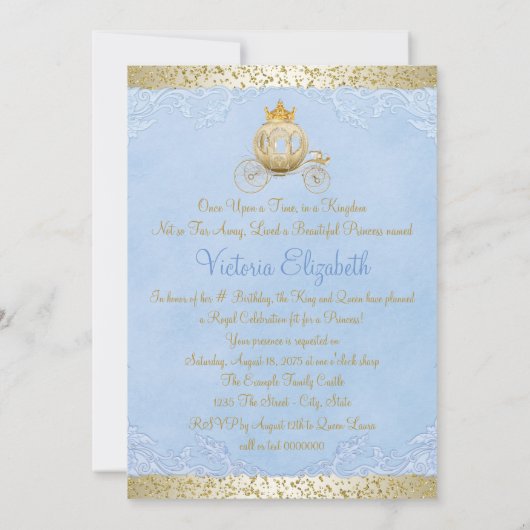 Assepoester Blauw Once Upon a Time Prinses Verjaar Kaart (Achterkant)