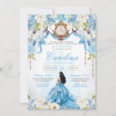 Assepoester Blauw Roos Luxe Prinses Quinceanera Kaart (Voorkant)