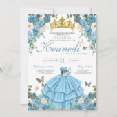 Assepoester Blauw Roos Vlinder Prinses Zoet 16 Kaart (Voorkant)