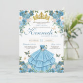 Assepoester Blauw Roos Vlinder Prinses Zoet 16 Kaart (Staand voorkant)