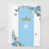 Assepoester Blauw Roos Vlinder Prinses Zoet 16 Kaart (Achterkant)