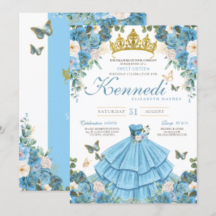 Assepoester Blauw Roos Vlinder Prinses Zoet 16 Kaart