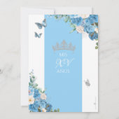 Assepoester Blauw Zilver Elegant Prinses Quinceañe Kaart (Achterkant)