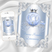 Assepoester Blauw Zilver Prinses Quinceanera Kaart