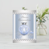 Assepoester Blauw Zilver Prinses Quinceanera Kaart (Staand voorkant)