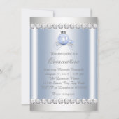 Assepoester Blauw Zilver Prinses Quinceanera Kaart (Achterkant)
