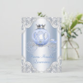 Assepoester Blauw Zilver Prinses Quinceanera Kaart (Staand voorkant)