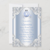 Assepoester Blauw Zilver Prinses Quinceanera Kaart (Achterkant)