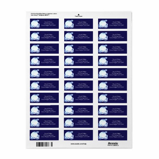 Assepoester Carriage Blue bruiloft uitnodiging Etiket (Full Sheet)