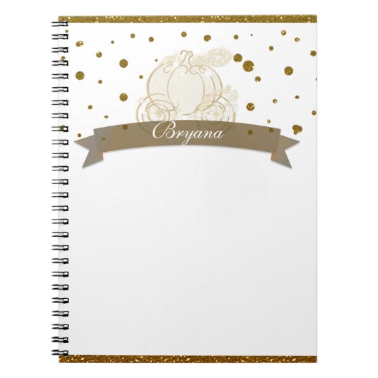 Assepoester Carriage Gold Glitter Stippen Notitieb Notitieboek (Voorkant)