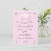 Assepoester Carriage Pink Bridal Shower Invitation Kaart (Staand voorkant)
