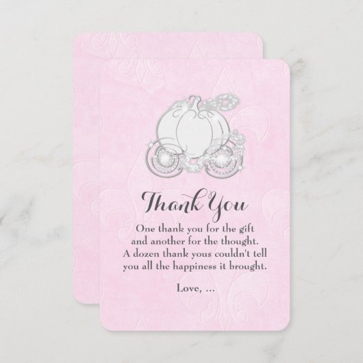 Assepoester Carriage Pink Storybook Bedankt Card (Voorkant / Achterkant)