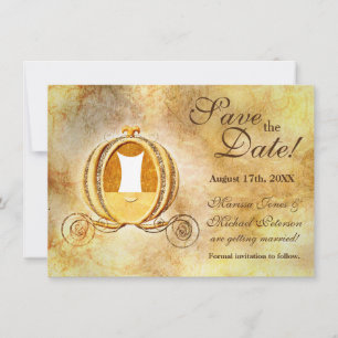  Assepoester Carriage Save the Date Kaart