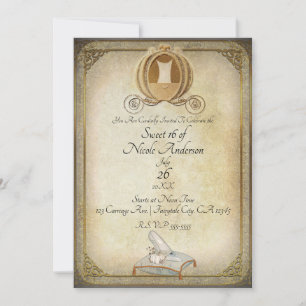 Assepoester Carriage & Slipper Sweet 16 Kaart