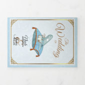 Assepoester Elegant Blue Trifold Wedding Programme Drieluik Uitnodiging (Cover)