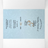 Assepoester Elegant Blue Trifold Wedding Programme Drieluik Uitnodiging (Binnenkant midden)