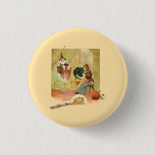 Assepoester en haar Goede Fee Ronde Button 3,2 Cm (Voorkant)