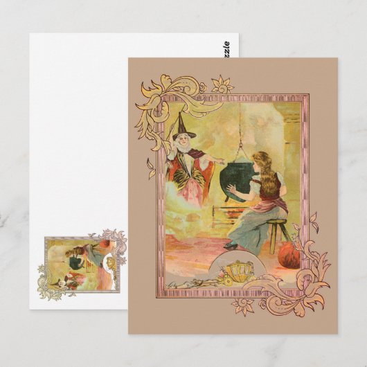 Assepoester en haar moeder van haar familie briefkaart (Voorkant / Achterkant)