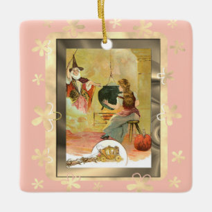 Assepoester en haar moeder van haar familie keramisch ornament