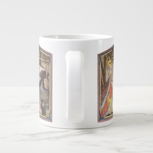 Assepoester en keiharde godmoeder, feiharde schil grote koffiekop (Achterkant)