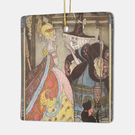 Assepoester en keiharde godmoeder, feiharde schil keramisch ornament (Links)