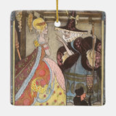 Assepoester en keiharde godmoeder,  feiharde schil keramisch ornament (Achterkant)