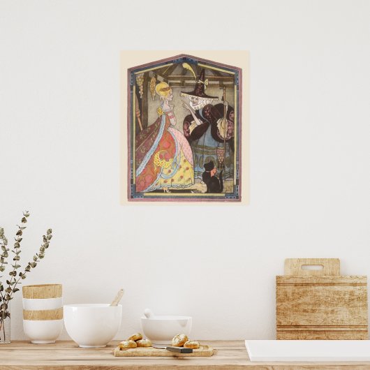 Assepoester en keiharde godmoeder,  feiharde schil poster (Keuken)
