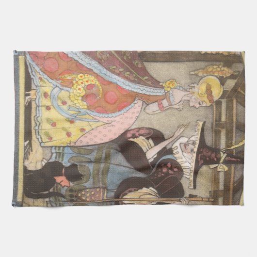 Assepoester en keiharde godmoeder, feiharde schil theedoek (Horizontaal)