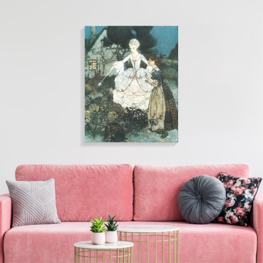 Assepoester Fairy Godmoeder van Edmund Dulac Canvas Afdruk (Insitu (Woonkamer))