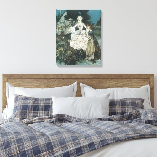 Assepoester Fairy Godmoeder van Edmund Dulac Canvas Afdruk (Insitu (Slaapkamer))