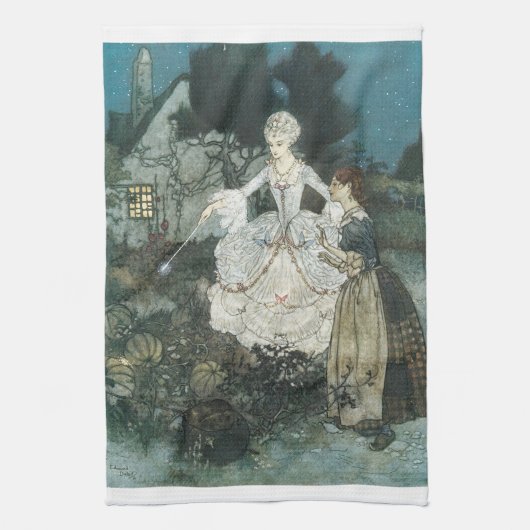  Assepoester Fairy Godmoeder van Edmund Dulac Theedoek (Verticaal)