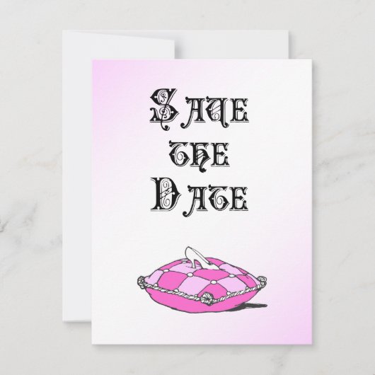 Assepoester Glazen Muiltje Roze Huwelijksaankondig Save The Date (Voorkant)