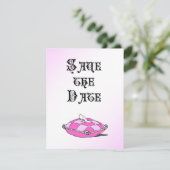 Assepoester Glazen Muiltje Roze Huwelijksaankondig Save The Date (Staand voorkant)