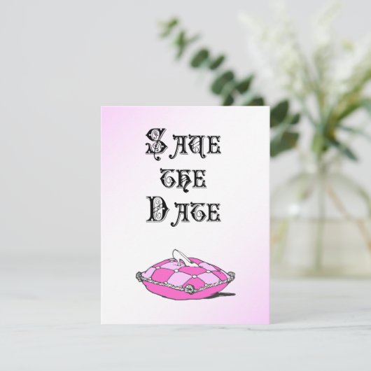 Assepoester Glazen Muiltje Roze Trouw Aankondiging (Staand voorkant)