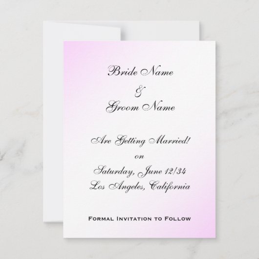 Assepoester Glazen Muiltje Roze Trouw Aankondiging (Achterkant)