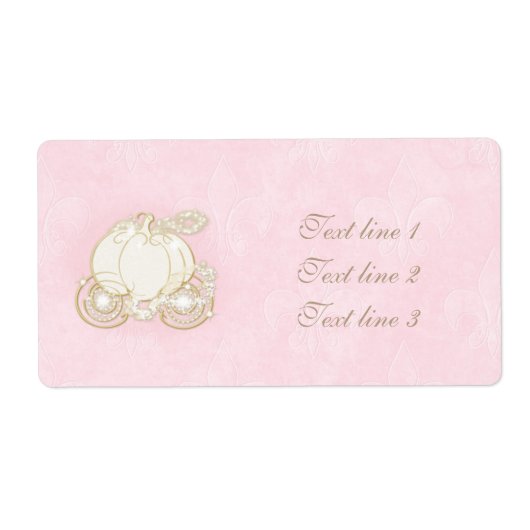 Assepoester Gouden Koets Licht Roze Princess Label (Voorkant)