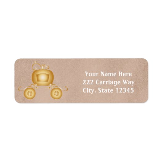 Assepoester Gouden Koets Prinses Adreslabels Etiket (Voorkant)